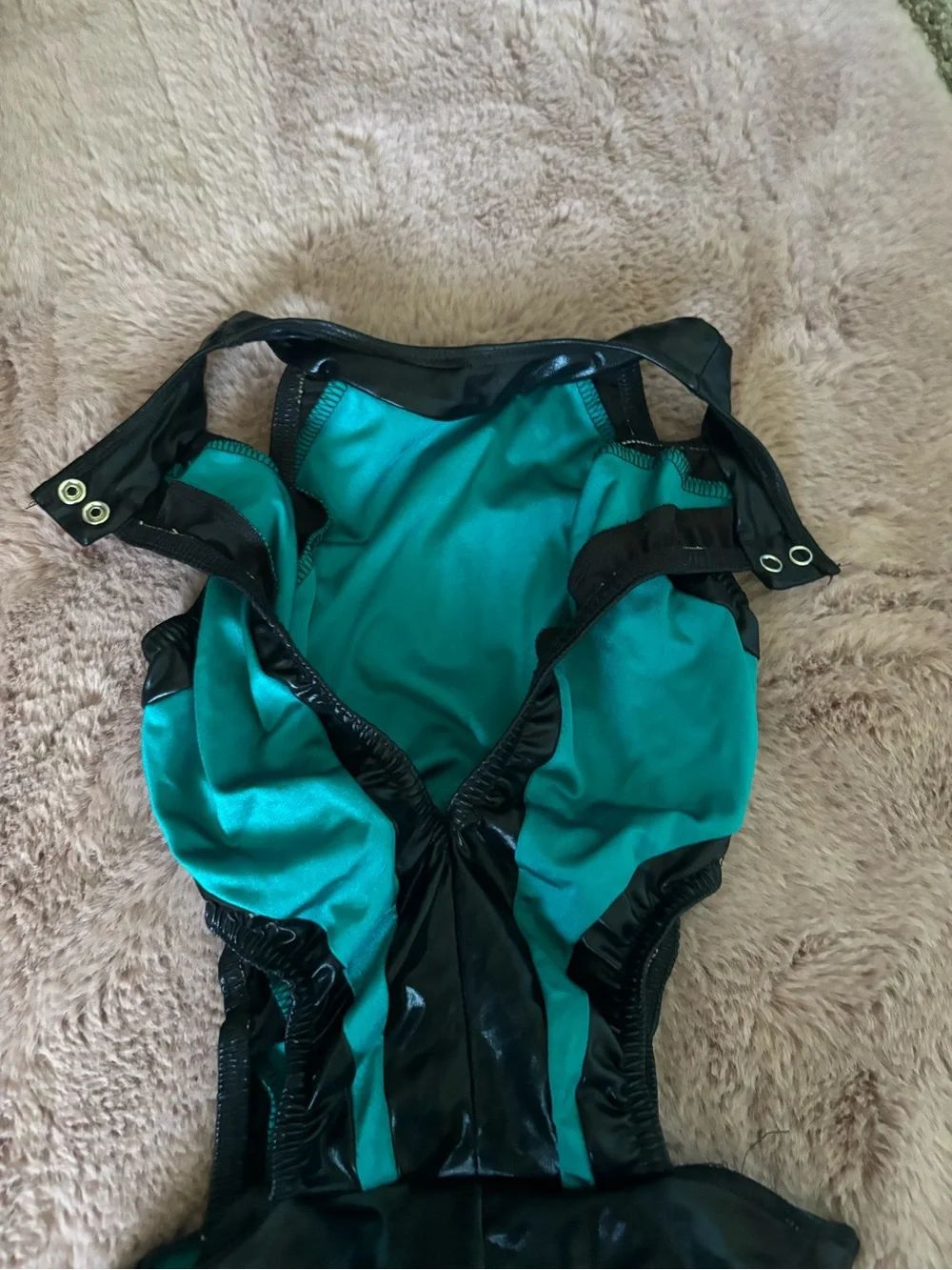Teal dance leotard/costume with waist cut outs